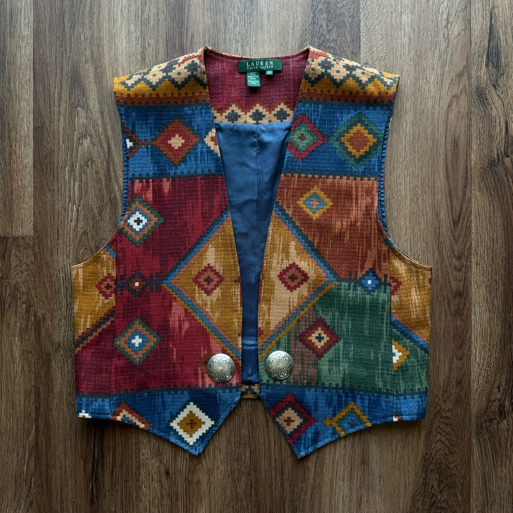 Lauren Ralph Lauren Southwestern Aztec Cotton
Vest M - Picture 5 of 10